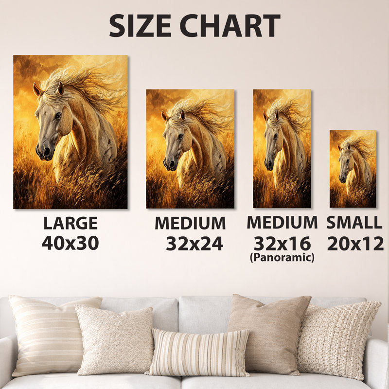 Golden Stallion I - décoration murale en métal jaune ranch, impression métallique cheval, L 30 po x H 40 po