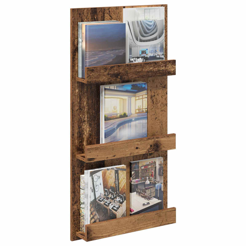 Wood Free Standing Magazine Rack, Dark Brown