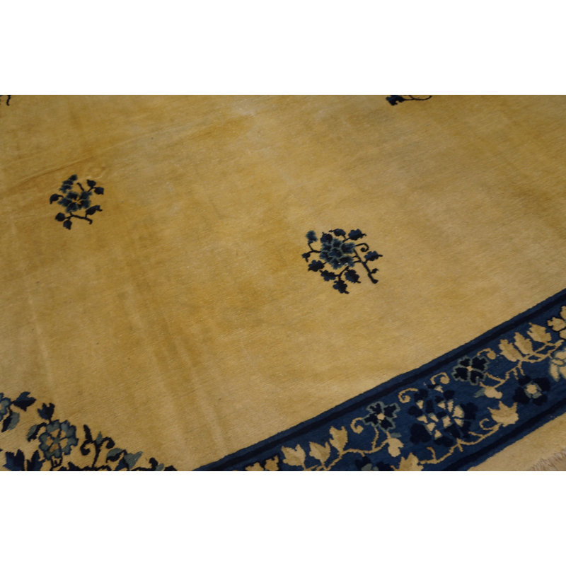Antique Peking Chinese Medallion Beige 1920s Rug