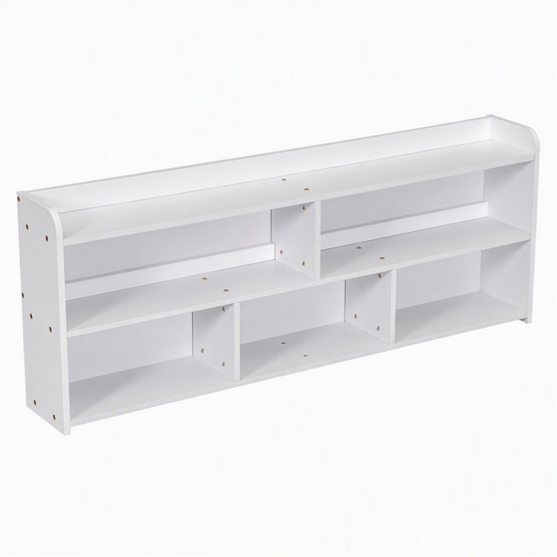 Full Bed with Bookcase Headboard, Under bed Storage Drawers and Bed End Storage Case,White, White