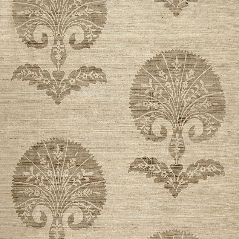 Ottoman Flower Fabric, Putty