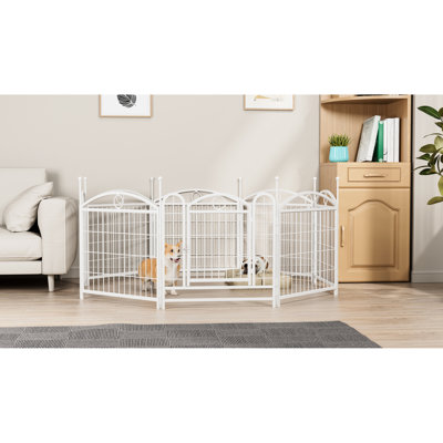 Spacious Dog Playpen Indoor Outdoor, 48.4"x48.4", Foldable Pet Fence For Medium & Small Dogs 48.4"x48.4" Fence, Rust Metal, Outdoor Use