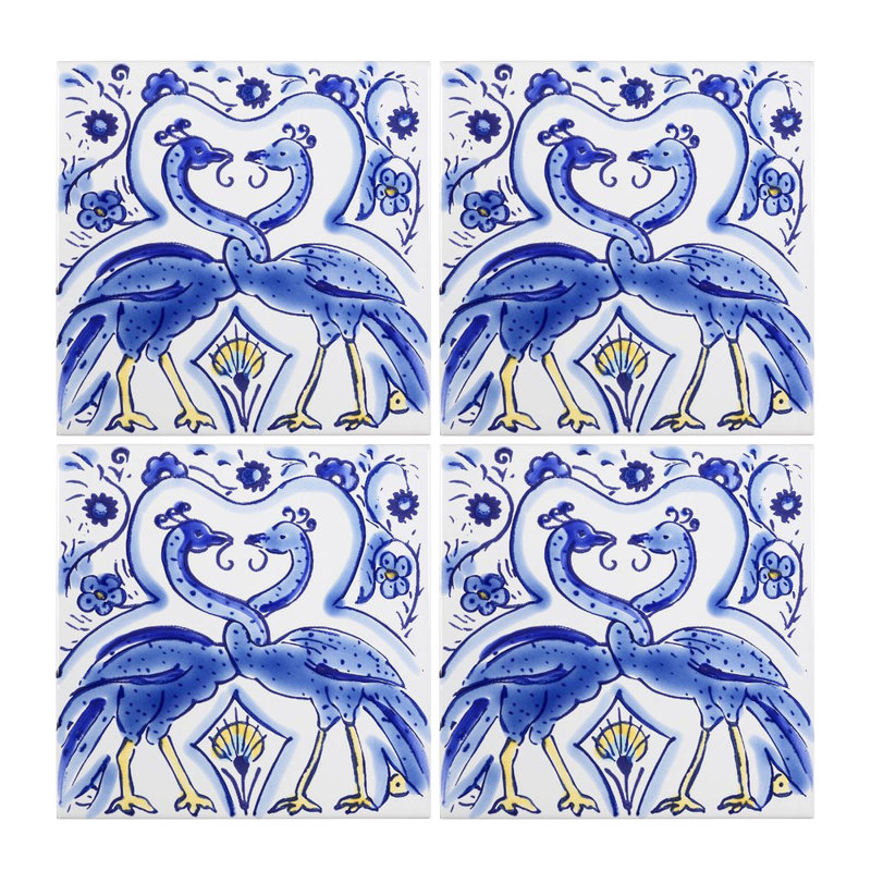 Tuile décorative en céramique 4 po x 4 po bleu Mediterranean