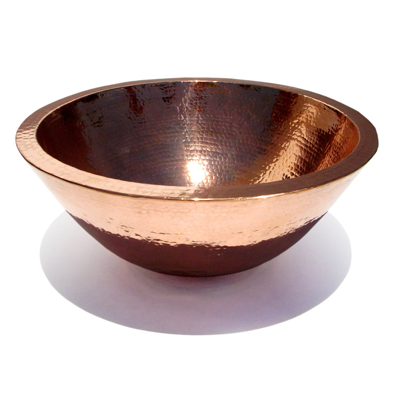 D'Vontz 17'' Copper Circular Bathroom Sink, Shiny Copper	