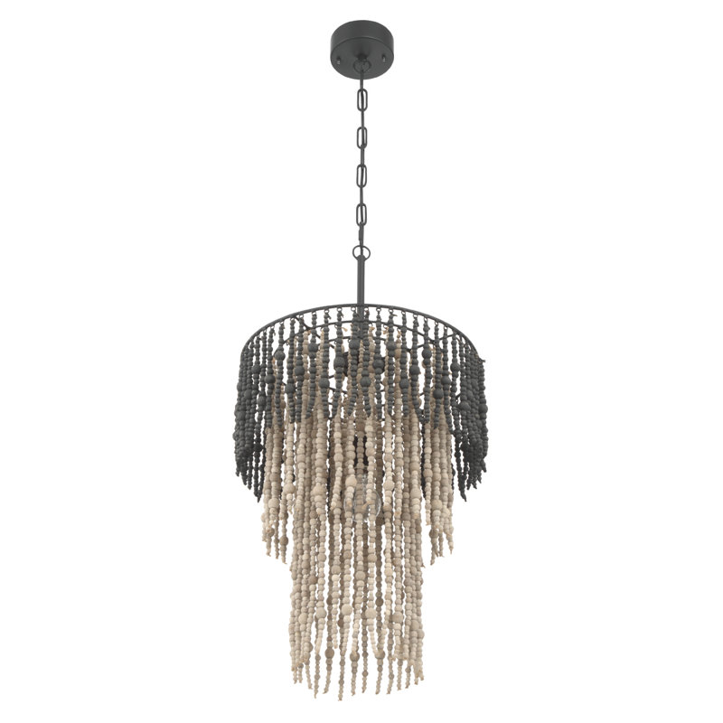 Ombre Beaded Wood 3-Tier Chandelier