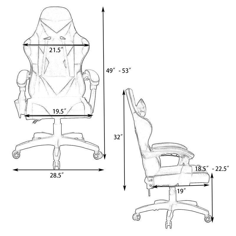 Fauteuil de jeu PC et de course, Noir / Bleu