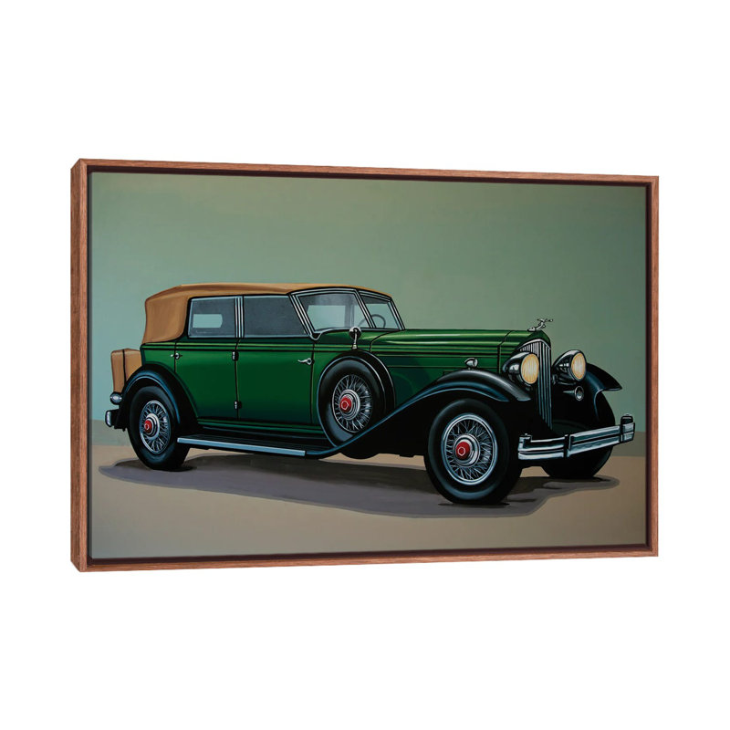Packard Phaeton 1934 by Paul Meijering - Floater Frame Print on Canvas, Brown Framed Canvas