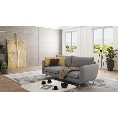 Modern Sofa 3 Seater  with Silver Metal Legs
