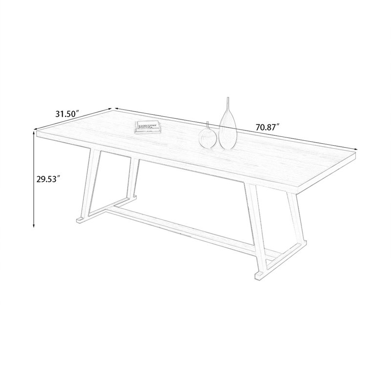 Tan Rectangular Solid Wood desk,  29.53" H x 70.87" W x 31.50" D