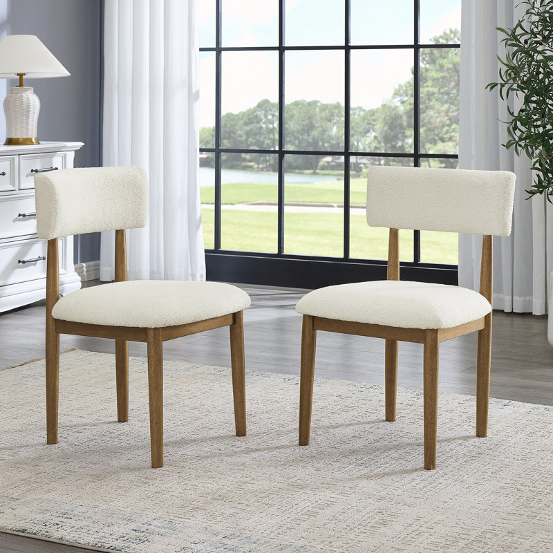 Upholstered Dining Chairs, Set of 2, Off White, Natural