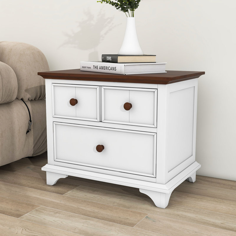 2 - Drawer Nightstand in White Walnut