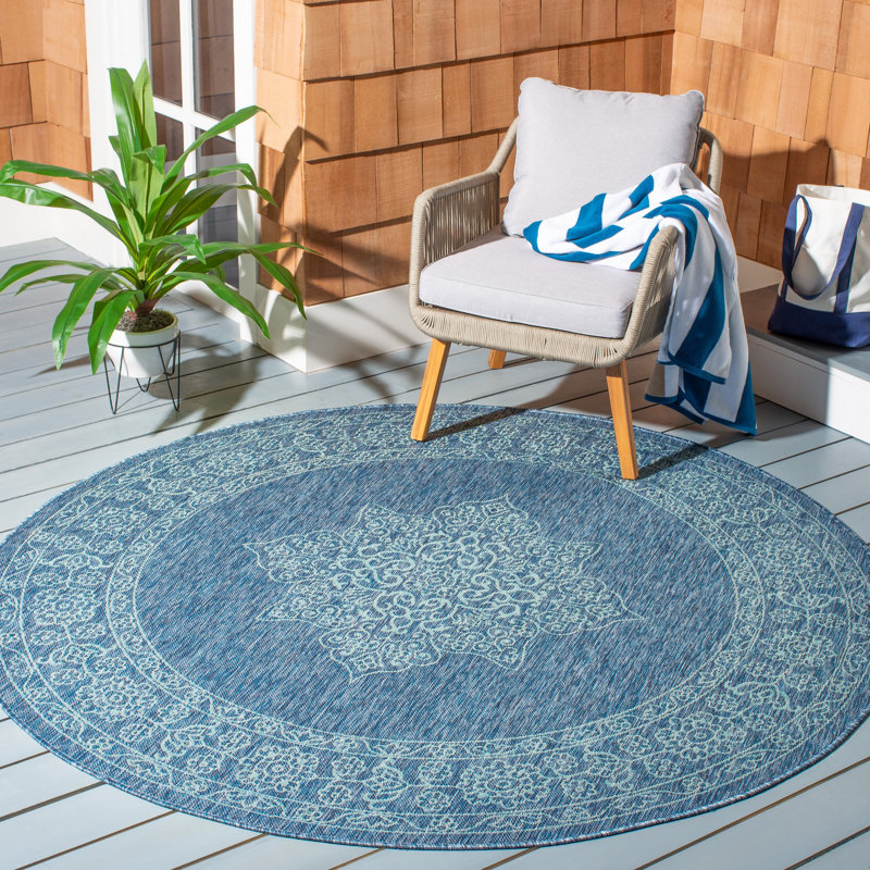 Amedee Performance Oriental Indoor/Outdoor Area Rug, Round 6'7"