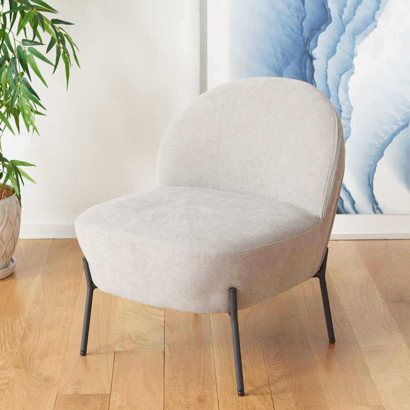 Wahaj Velvet Slipper Chair, Light Gray Velvet