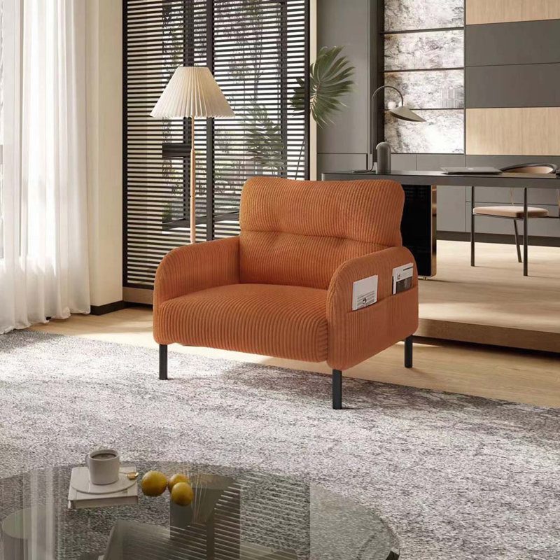 Fauteuil d'appoint en velours côtelé, Orange