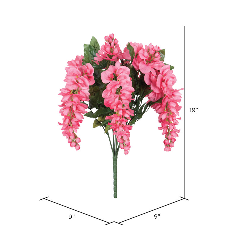 19" H Polyester Artificial Wisteria Bush with Flexible Stems, Bushes and Sprays, Pink
