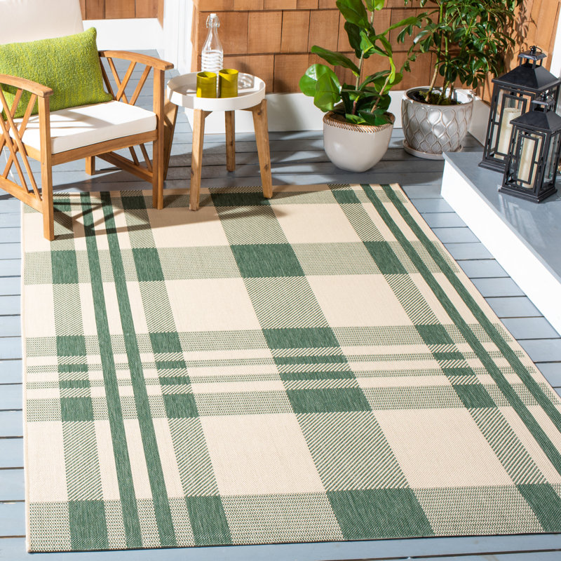Andreya Performance Plaid Indoor/Outdoor Area Rug, Rectangle 6'7" x 9'6"