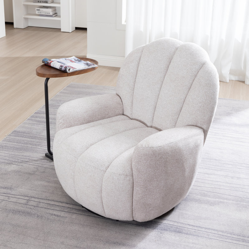 Broderic Petal Tufted Swivel Armchair, White