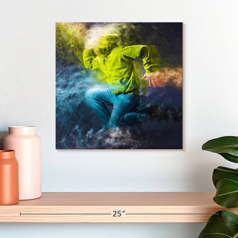 Danseur de rue abstrait, H 16 po x l 16 po