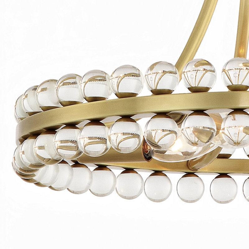 Jackeline  8 - Lights 24'' Antique Brass Modern Chandelier Style Circle Semi Flush Mount Lighting Fixture For Living Room