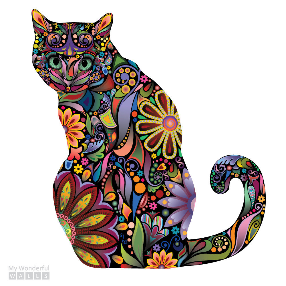 Sitting Cat Left Facing Sticker Wall Decal My Wonderful Walls 