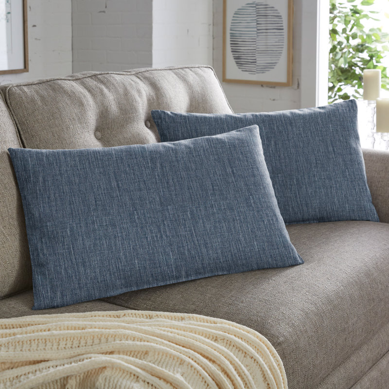  Housse de coussin rectangulaire en polyester, 14 po x 24 po, Bleu contemporain