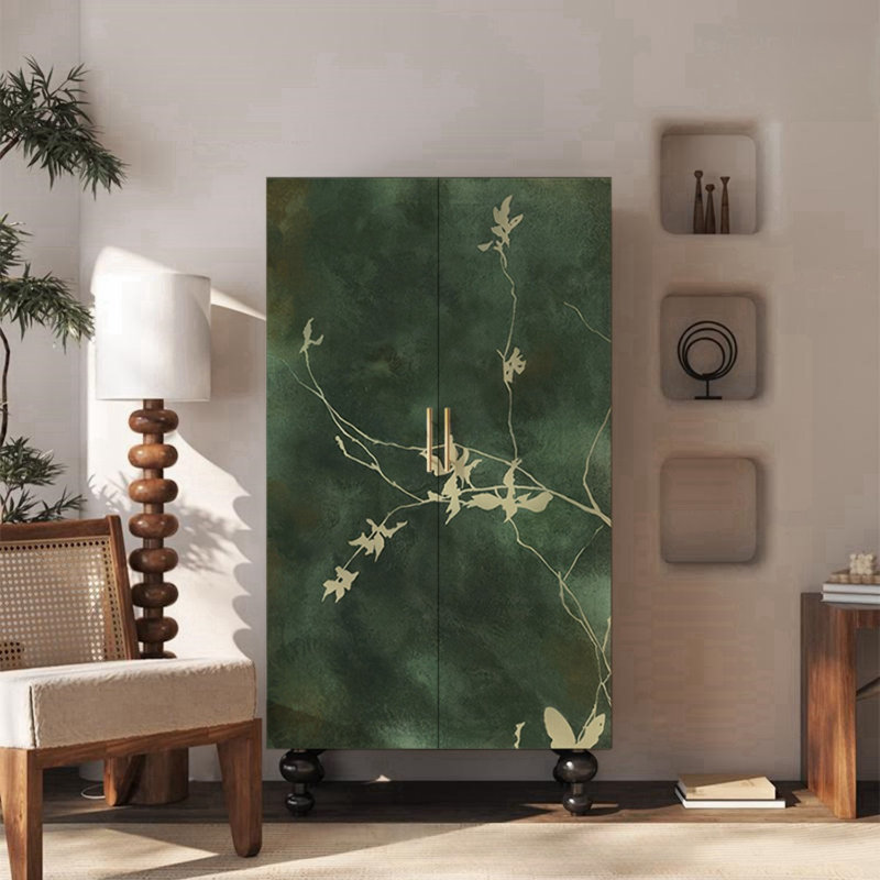 Armoire de rangement à double porte Vintage, Noir / vert