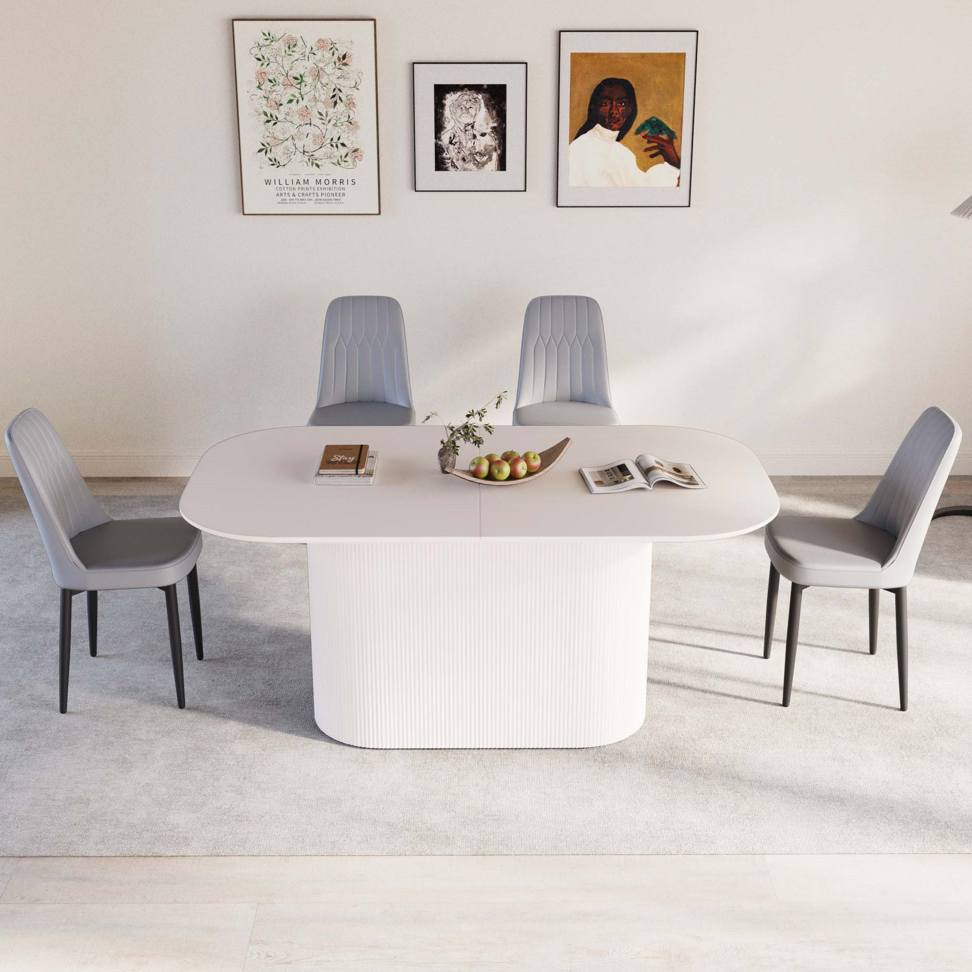 Brayden Studio® 63 "Medieval Modern Cream Style MDF Dining Table And PU ...