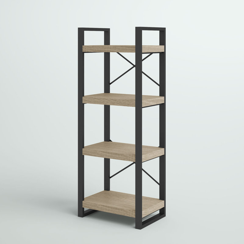 Bibliothèque étagère en acier H 62 po x l 24 po Aalyssa, Gris cendré
