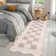 Washable Scalloped Rug Modern Checkerboard Rug Non Slip, Soft Non Shedding Thin Carpet, Indoor Low Pile Foldable Carpet, Contemporary Printed Mat for Living Room Bedroom