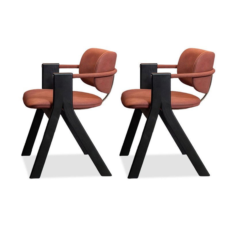 Chaise d'appoint noire et rouge à dossier solide (ensemble de 2)