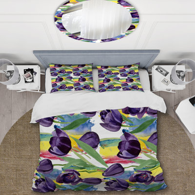 Purple/Green Microfiber Duvet Cover Set