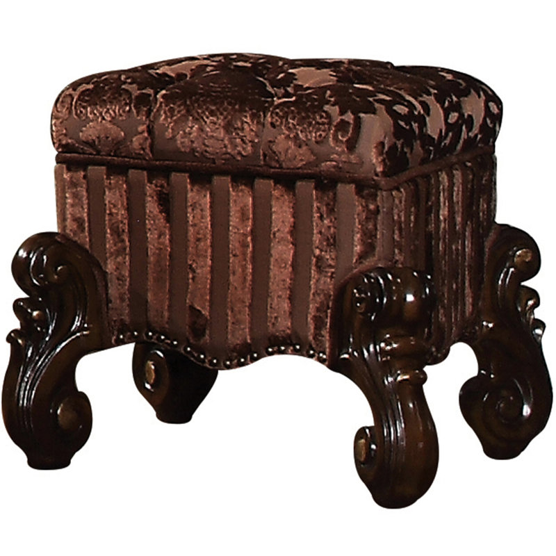 Tabouret de coiffeuse gracieuse avec capitonnage à boutons et pieds à volutes Graceful