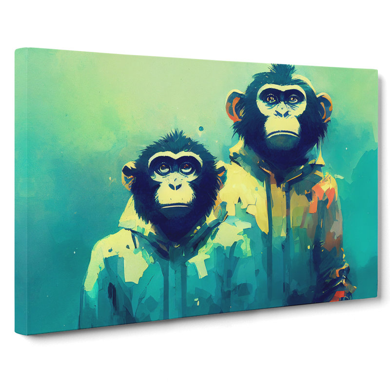 Two Cool Monkeys Abstract - Wrapped Canvas, 35cm H x 50cm W x 3cm D