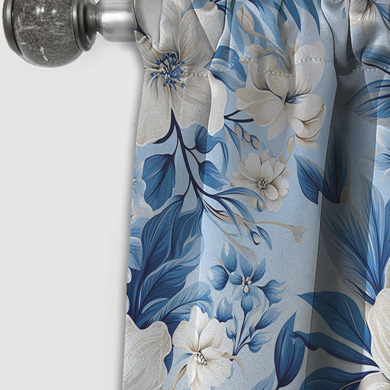 Motif tropical azur Oasis II - rideau floral - rideau occultant floral - 1 panneau, L 52 po x L 63 po