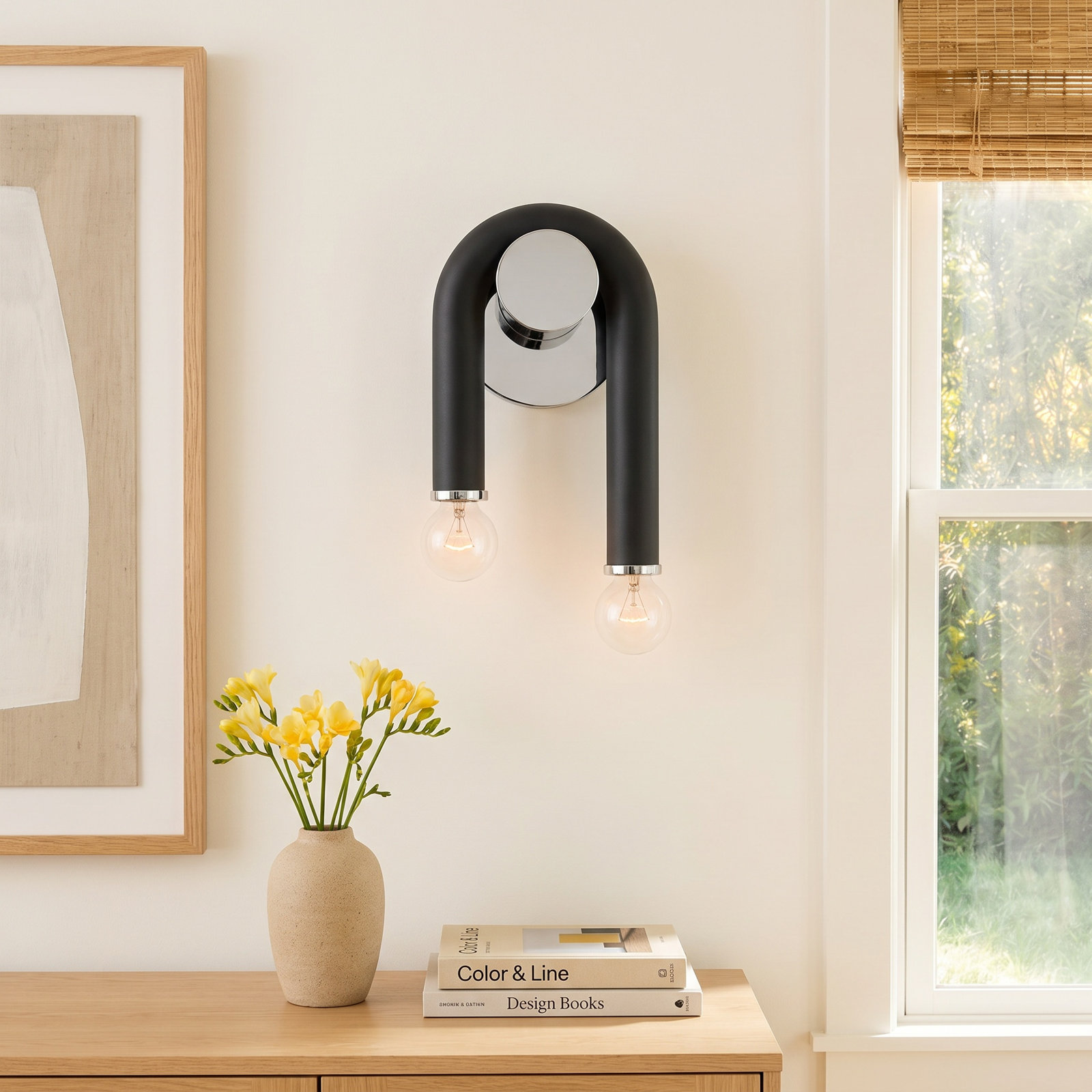 Jeremy 2 Light Dimmable Armed Sconce, Polished Nickel