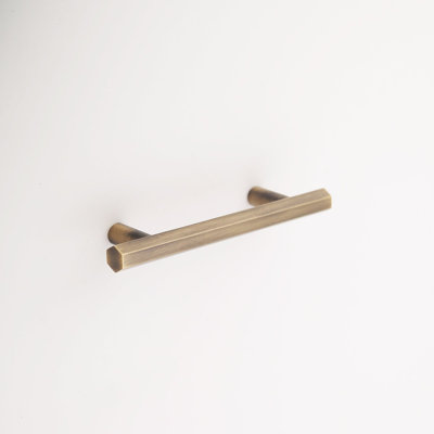 Madelyn Carter Abigail Solid Brass Cabinet Hardware, Antique Brass Drawer Pull with 4" Centers