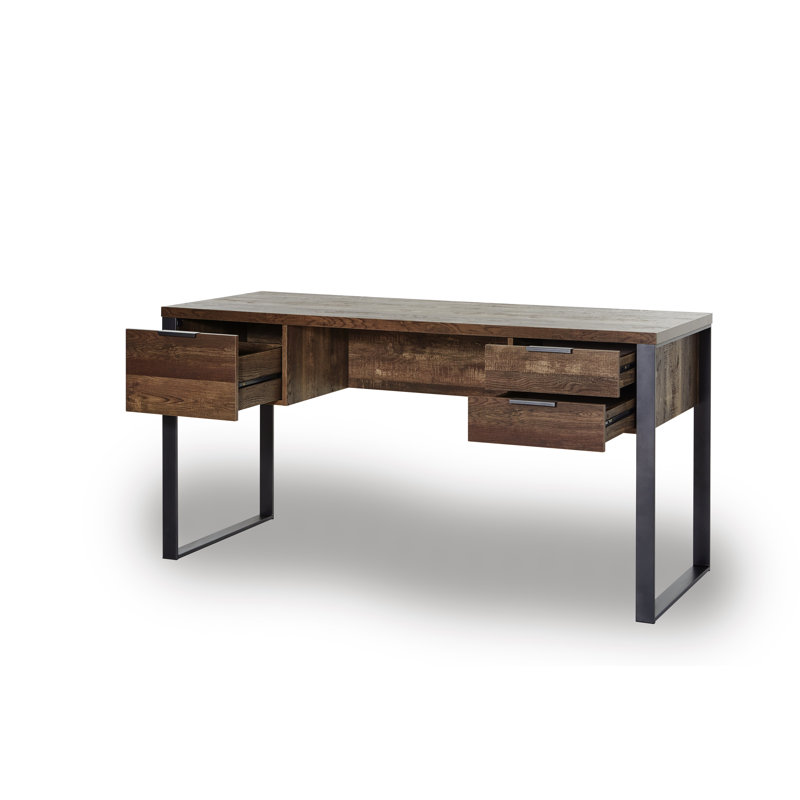 Apogee Steel Writing Desk, Vintage Oak