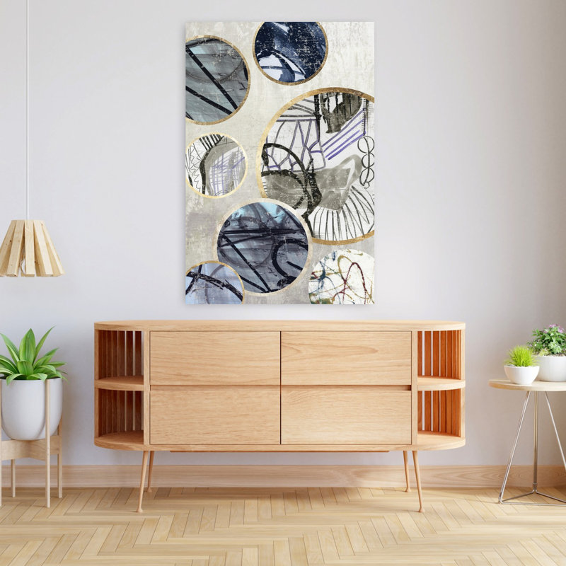 Anneaux métalliques II, art géométrique abstrait moderne, H 48 po x l 32 po