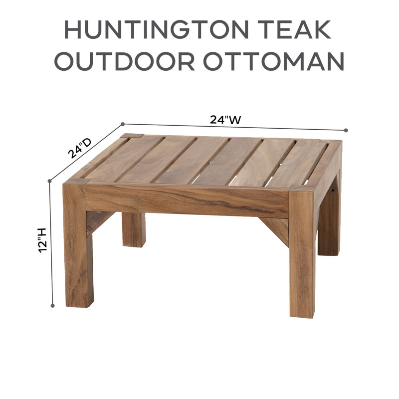 Huntington 4 Piece Teak Sectional Seating Group with Sunbrella Cushions, Granite Sunbrella®
