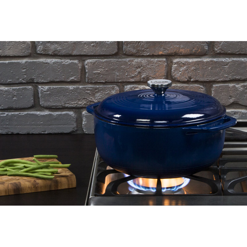 Indigo Enameled Cast Iron 6 Quart Dutch Oven