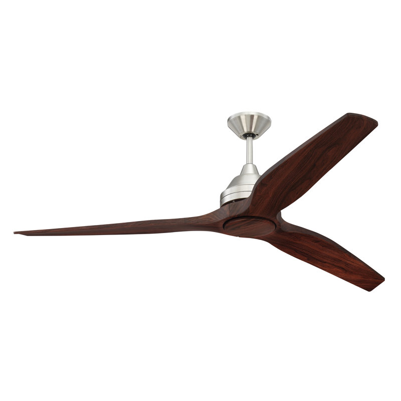 Limerick 60'' Ceiling Fan with LED Lights, Brushed Polished Nickel with Mahogany Blades