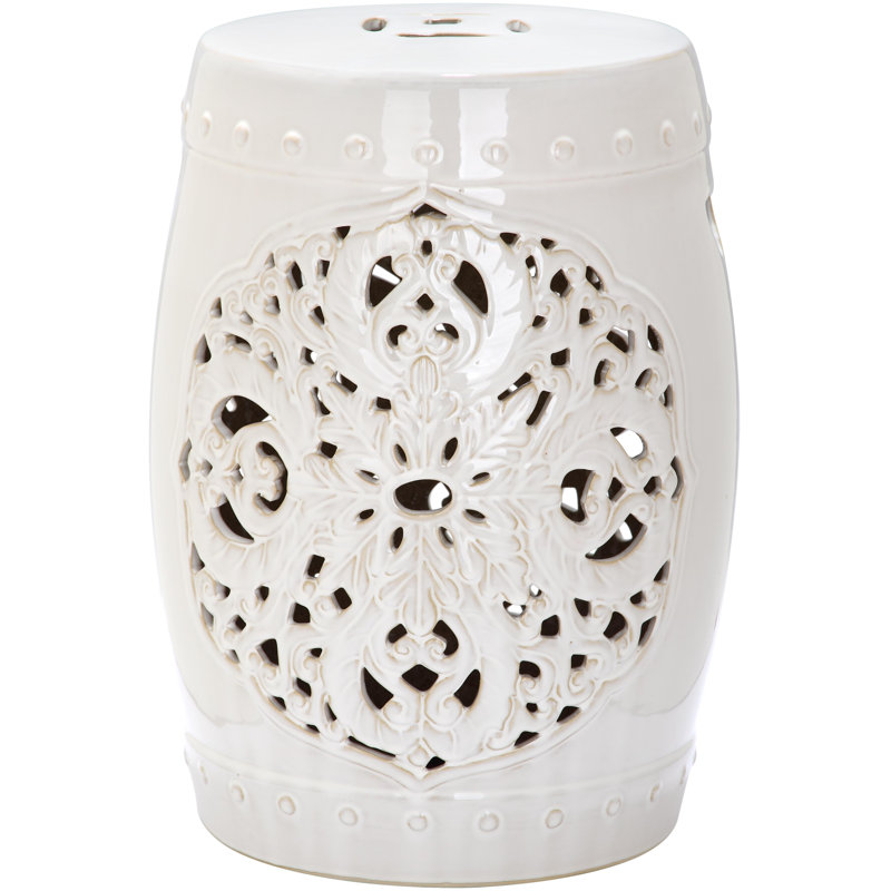 Tabouret de jardin en céramique Llaneli, Crème