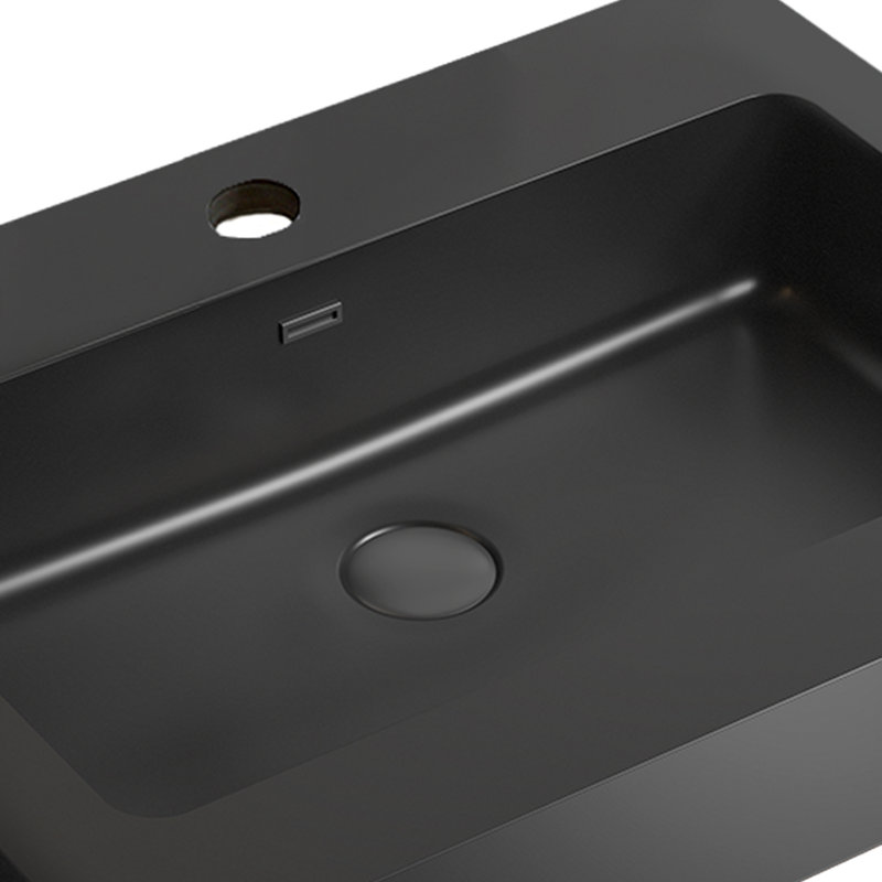 Integrated Engineered Quartz Basin WITHOUT Drain And Faucet, Matt Black Color