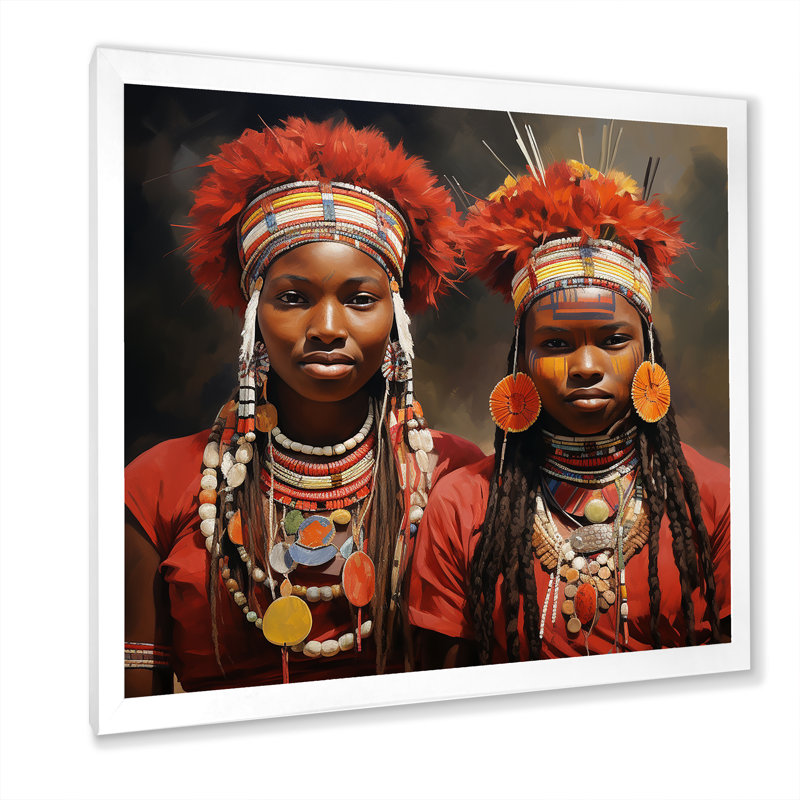 «African Samburi Vibrance II», art mural tendance, Cadre simple blanc, H 16 po x l 16 po x P 1 po