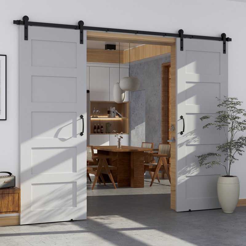 9ft Black Steel Sliding Barn Door Hardware Track Kit