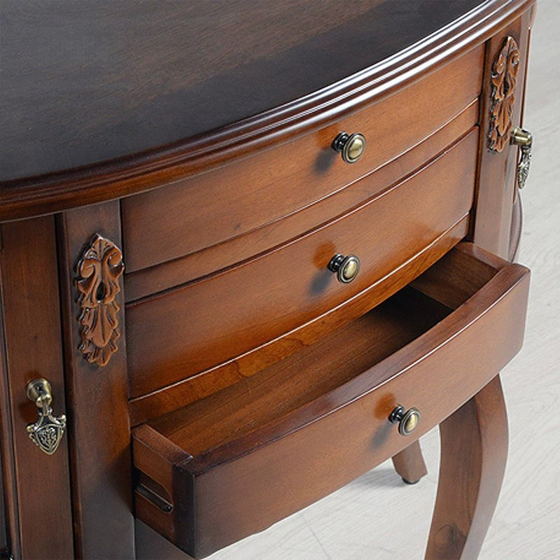 Walnut Finish Solid Wood Bowfront Console Table