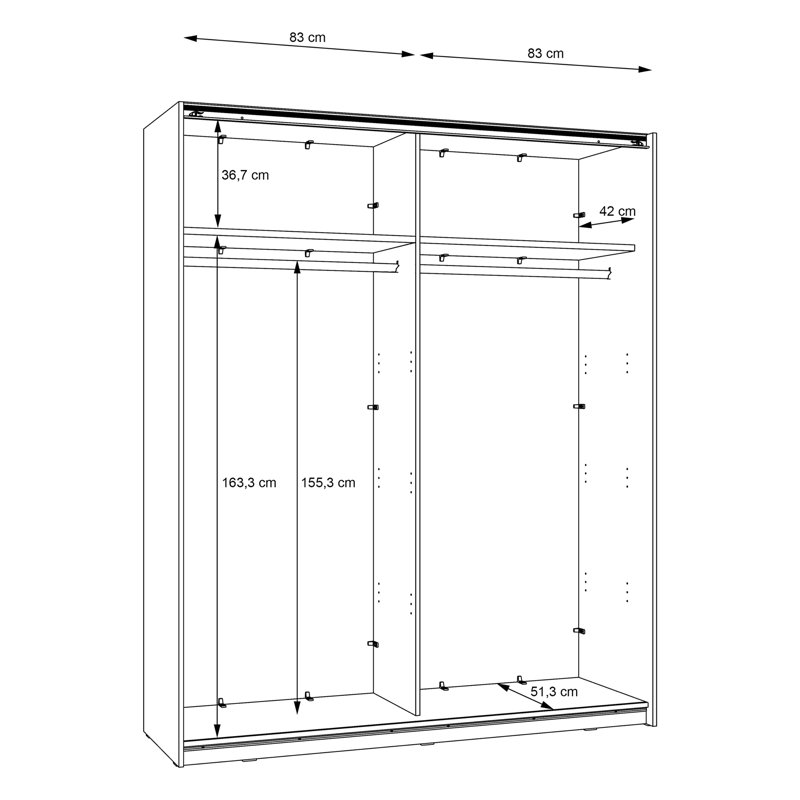 2 Door Manufactured Wood Wardrobe