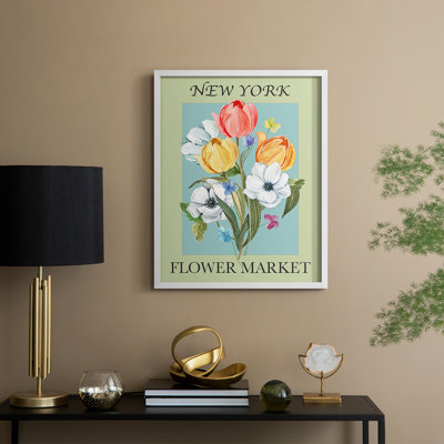 New York Flower Market, reproduction encadrée - bois massif
