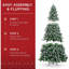 Pre Lit Pre Decorated Pine Hinged Artificial Christmas Tree Flocked Frosted Tips 80 Pine Cones 550 Lights Metal Base