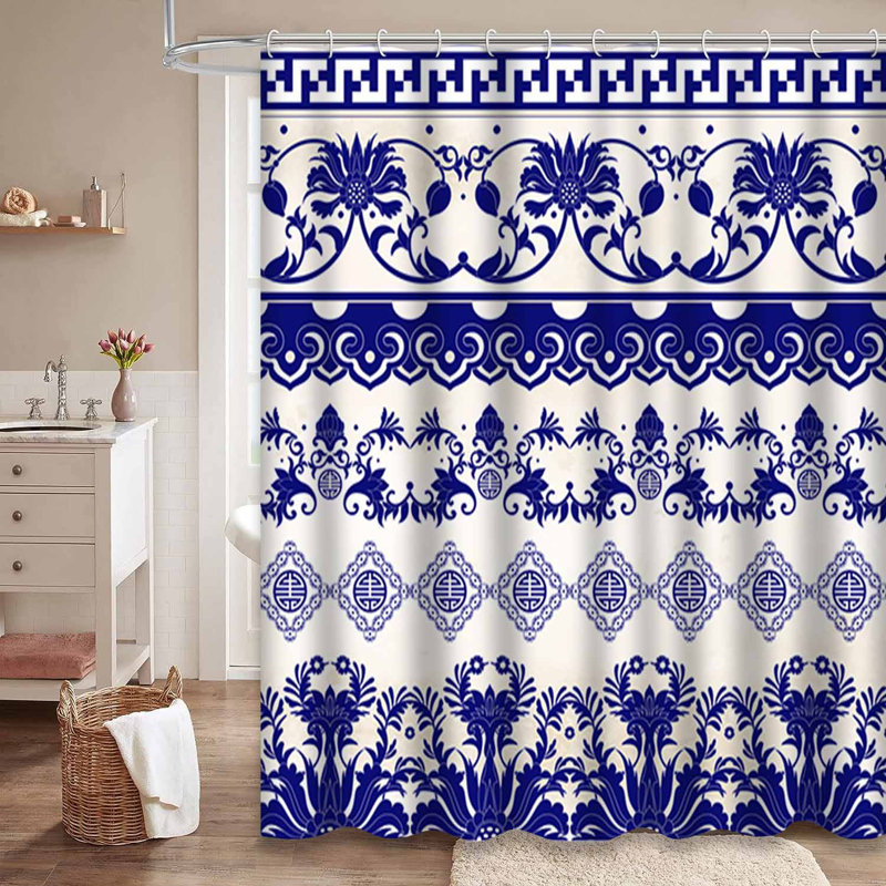 Rideau de douche à motif floral sans soudure avec 12 crochets, L 72 po x l 84 po